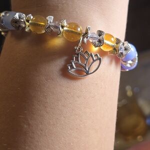 Elegant Crystal PISCES CHAKRA Bracelet with Lotus Charm
